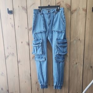 Stylish Blue Cargo Joggers/ Skaters, American Bazi Jeans, Barrel Jeans,szM, EUC